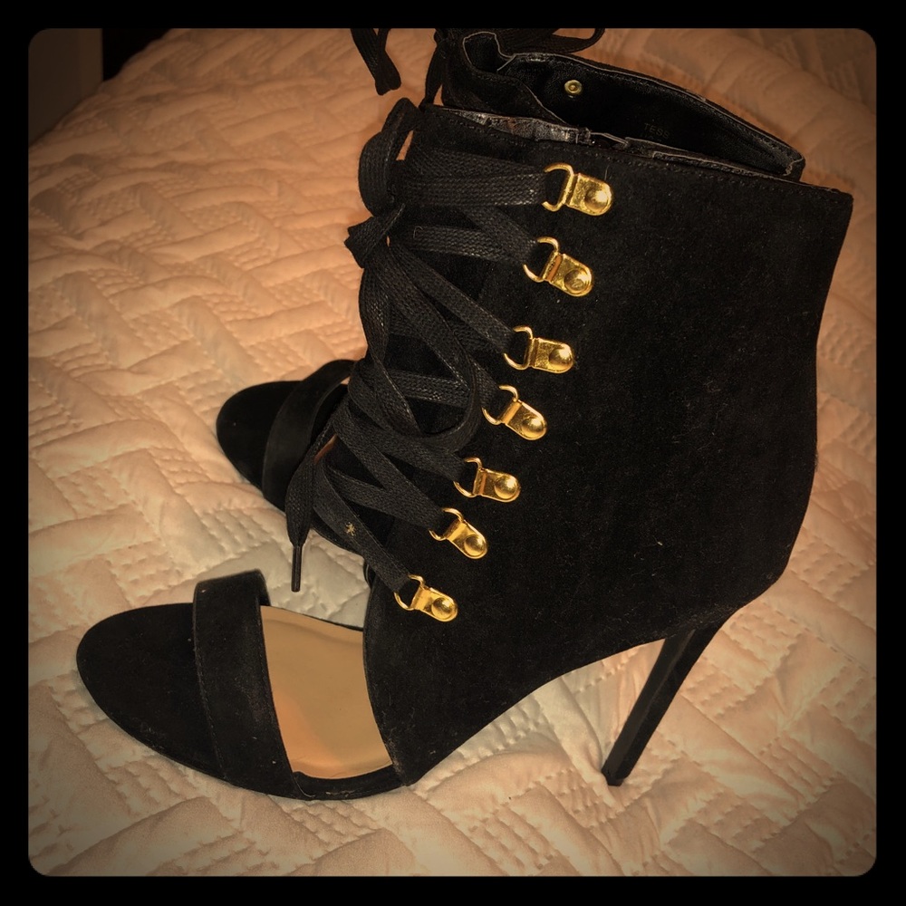 Lace-up Black Heels